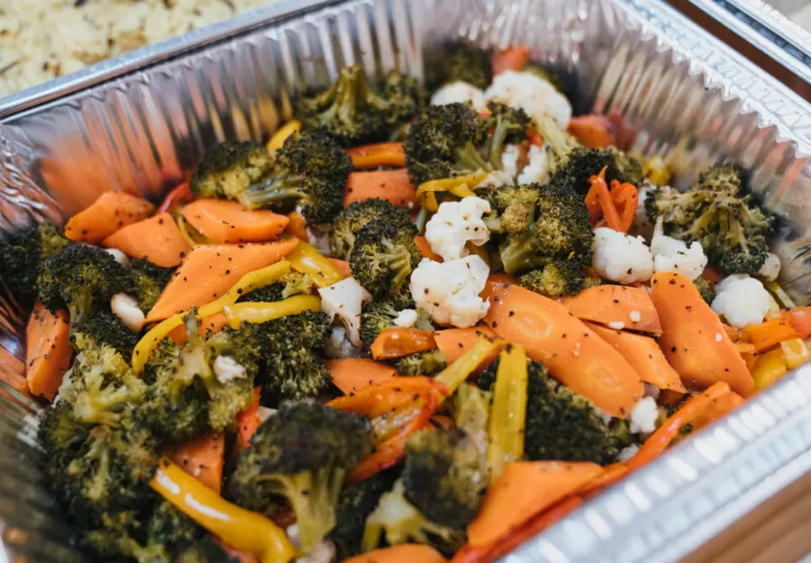 Roasted broccoli, carrots and cauliflower
